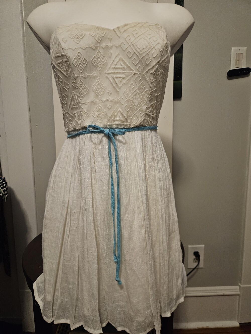 Size 5 * White OffWhite  Cotton SUNDRESS * Zip * Sleeveless